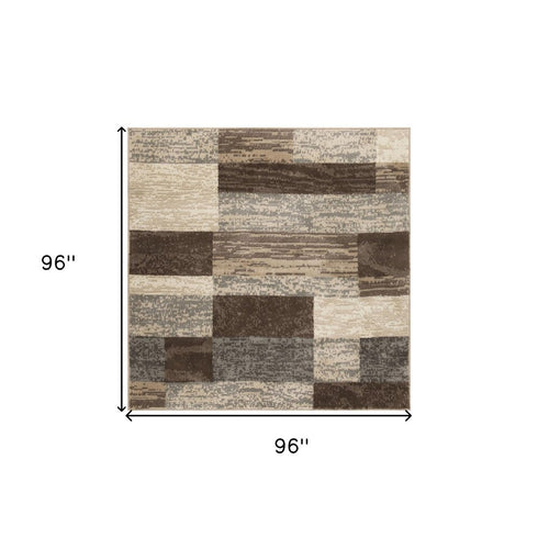 12' Beige Slate Gray And Brown Patchwork Runner Rug